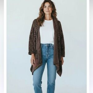 Peruvian Connection Earthy Tones Women's Cardigan XL geometric design cotton